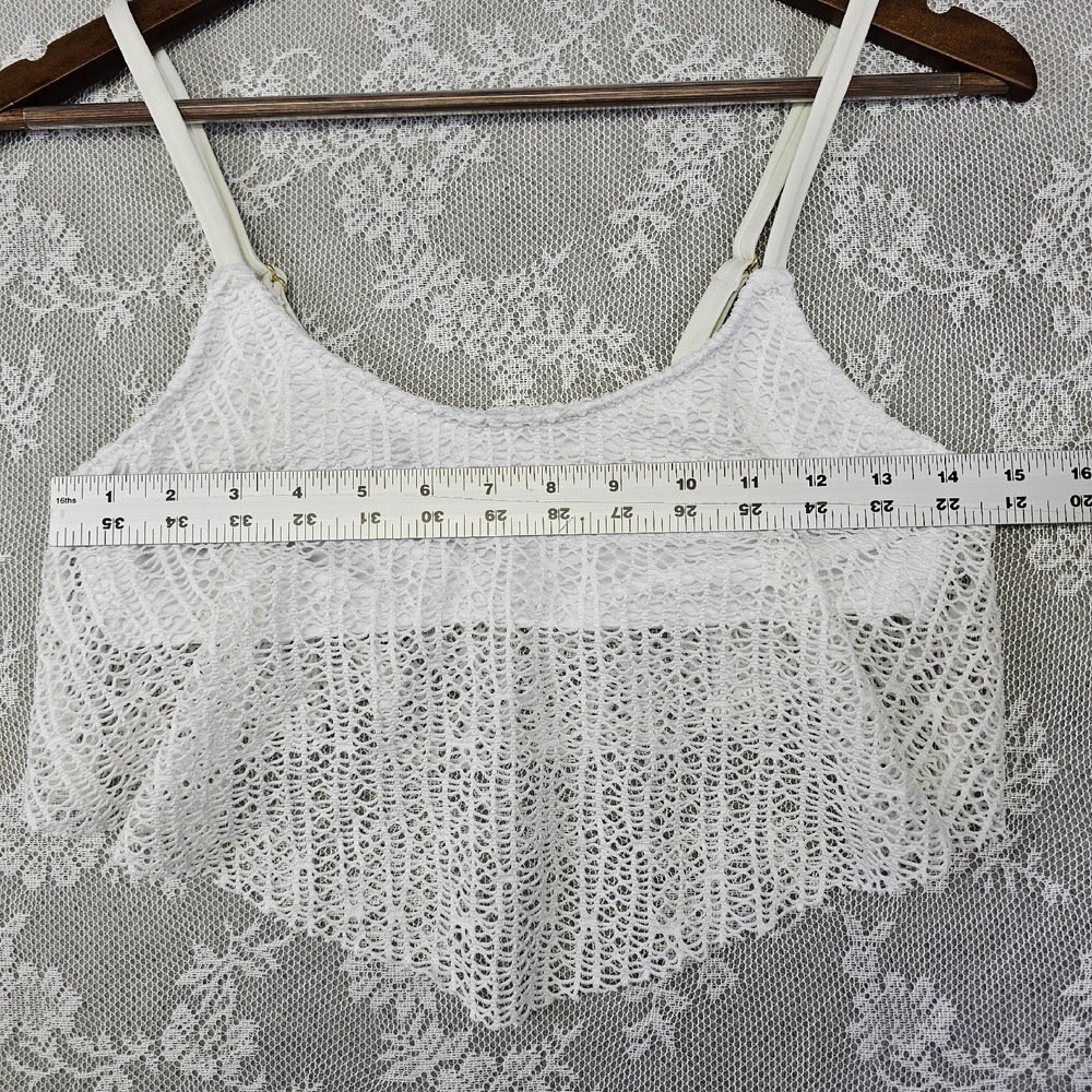 Mossimo Lace Cami Swim Top Women's Small Crochet White‎ Beach Pool Vacation Boho - Picture 4 of 5